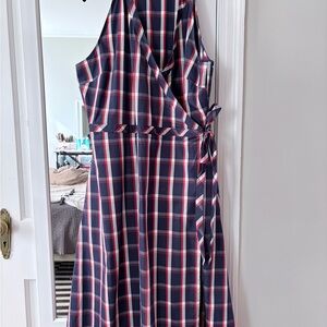 1901 Halter Wrap Plaid Dress - Red, Blue, White